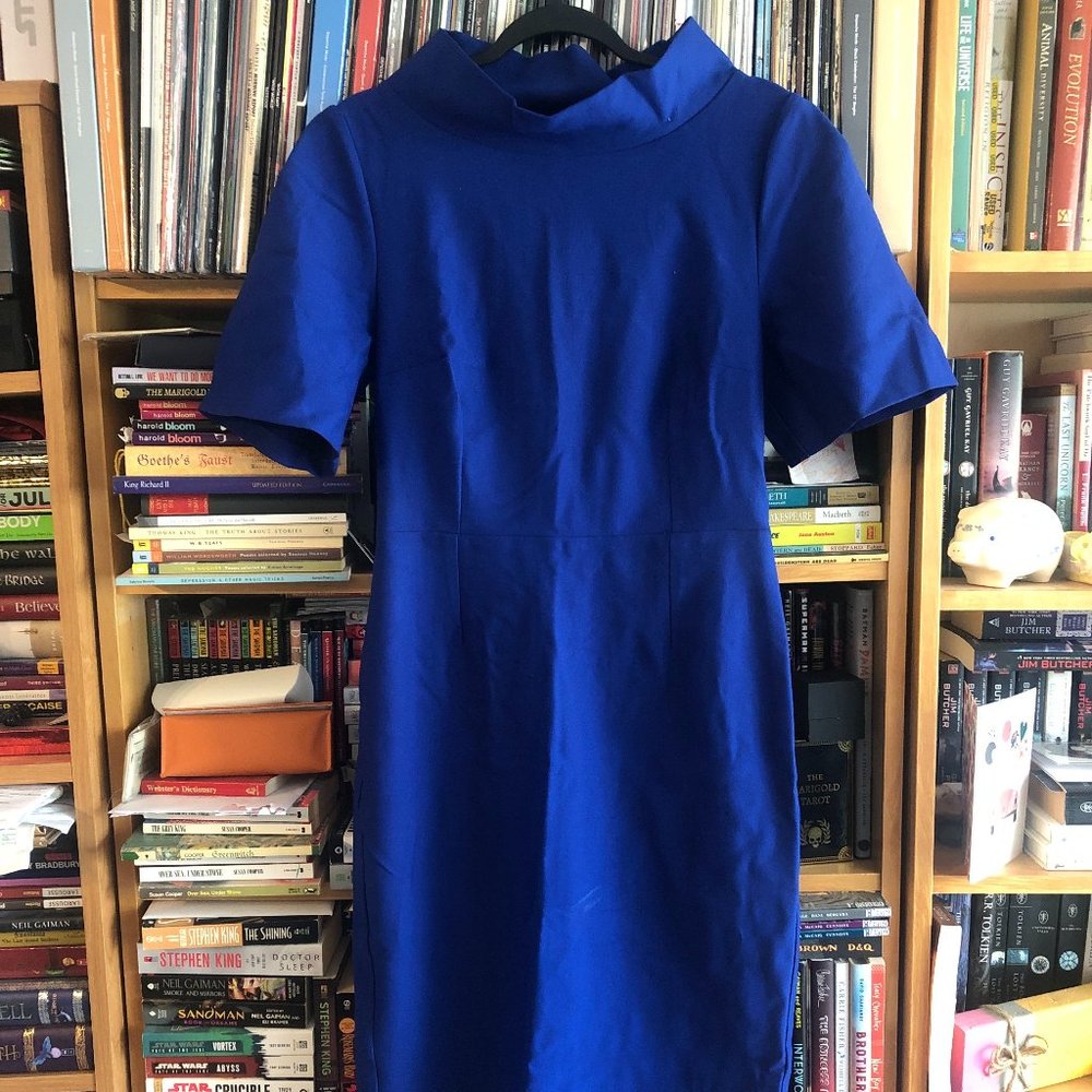 Vintage Diva Blue Collared pencil dress Size L